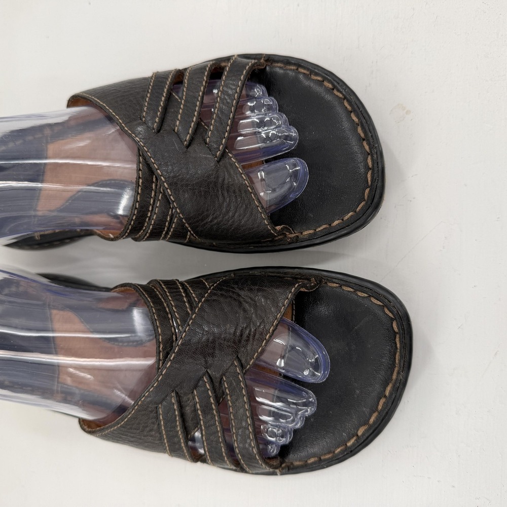 Born Sandals Womens 7 Black Leather Slide Comfort Slip On Casual Shoes - Picture 3 of 12